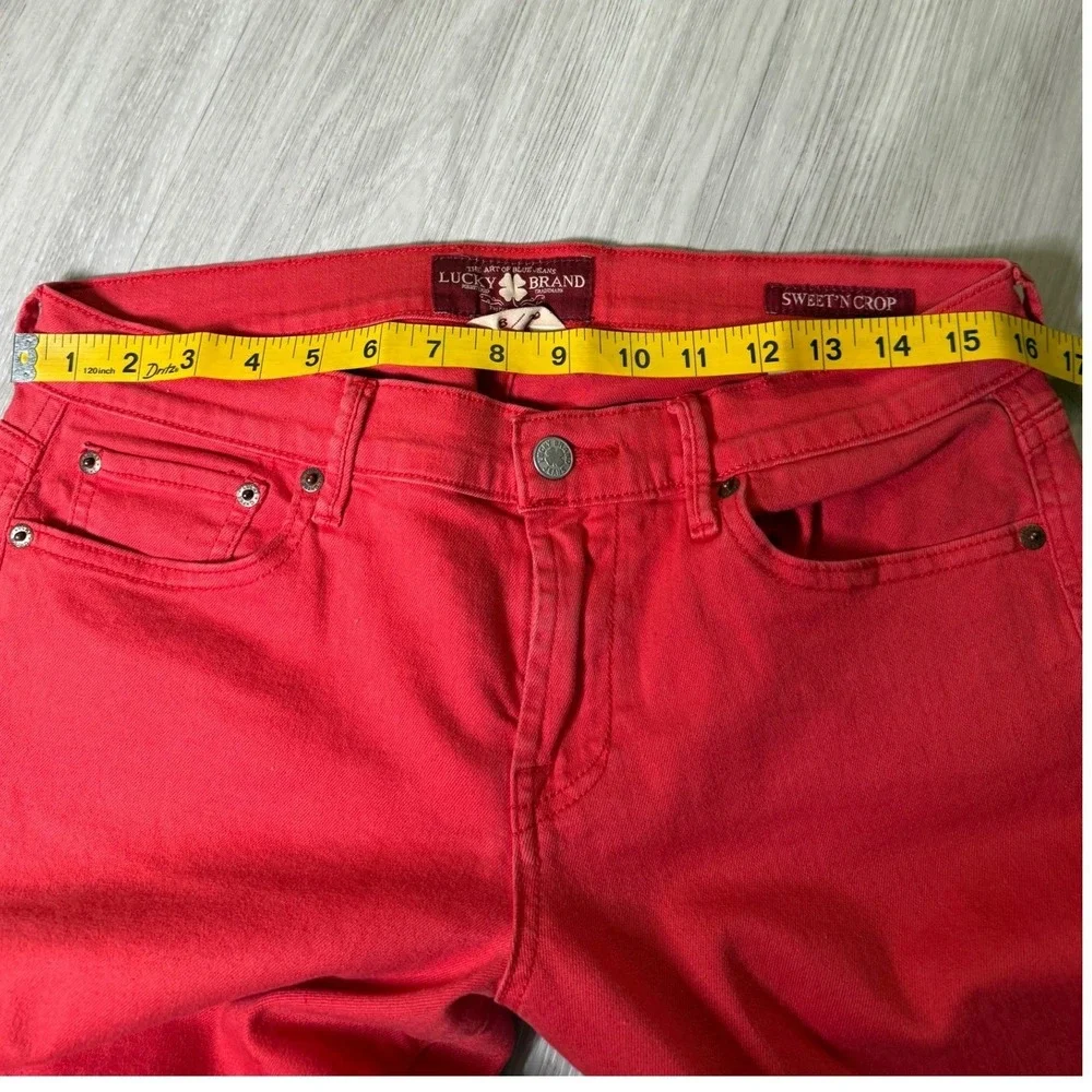 Lucky Brand Sweet N Crop Red Straight Leg Cropped Jeans Womens Size 8 29 7WC1010